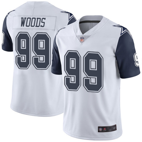 Men Dallas Cowboys Limited White Antwaun Woods 99 Rush Vapor Untouchable NFL Jersey